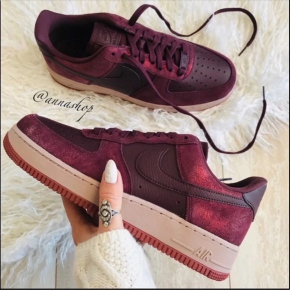 NWT Nike Air Force  1 Premium Burgundy - Picture 3 of 9